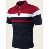 Short Sleeve T Shirt Fashion Patchwork Slim Fit Lapel Collar Short Sleeve T Shirt