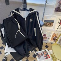 Clothing high quality autumn winter high end versatile loose sweatshirt two piece casual sports suit