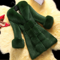 Clothing Autumn winter large thick rabbit fur coat middle aged elderly fox fur collar mothers cotton coat