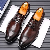 New Fashion Men's British Black Business Casual Loafer Shoes Daily Driving Office Leather Shoes One Foot Pedal Lazy Brown Banquet Dress Wedding Men's
