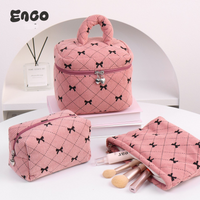 Corduroy Cosmetic Bag Bow Home Storage Bag Fashionable Hand Held Cosmetic Bag Large Capacity High End