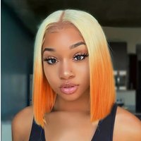 Short bob Ombre 613 orange color lace frontal wig 100% human hair wig for women