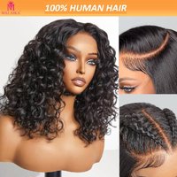 MALAIKA Deep Curly Bob Wig Human Hair 13×4 Lace Front Wigs Human Hair Pre Plucked 180% Density Wigs Human Hair For Women Brazilian Wave Human Hair Wig