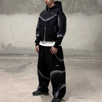 Streetwear Unisex Hoodie With Futuristic Geometric Print - Oversized Fit, Soft Polyester Fabric, Trendy Urban Style (Black)