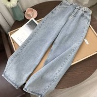 Retro Korean Style High Waist Straight Leg Jeans Loose Wide Leg Floor Length Trendy Dad Pants Summer