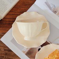 Floral Aesthetic Coffee Cup Set – Elegant Ceramic Tea Cup Saucer & Spoon Minimalist Home & Café Tableware Lightweight