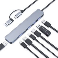 Dongle Adapter Stable Output Compatible Multifunctional Driver-free Data Transfer Multiport 7 Port Type-C To USB Docking Station Computer Accessories