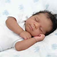 Realistic Asleep Reborn Doll 19 Inch 48cm Coffee Skin Tone 3D Painting Doll Cloth Body Vinyl Body Optional Gift