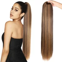 P4/27 Color Straight Ponytail Drawstring Ponytail 100g 16-26Inch Brazilian Remy Human Hair Thick Cips In Extensions For Women