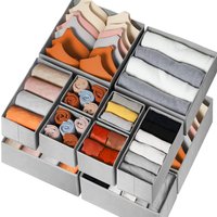 6 Piece Fabric Storage Box Set Underwear Socks & Small Items Foldable Closet Organizer Multiple Sizes Breathable Non Woven Material