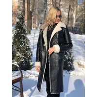 Women's Winter Warm PU Leather Jacket New Slim Long Sleeve Jacket Fashion Rabbit Fur Splicing Jacket