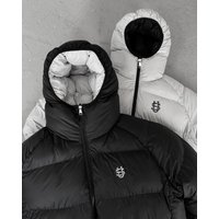 Gothic Hip Hop Reversible Puffer Jacket High Street Embroidered Coat Minimalist Winter Outerwear