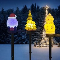 Solar Christmas Garden Lights Santa Claus Snowman Xmas Tree Decor Outdoor Waterproof Lawn Lamp Yard Street Pathway Park Lighting