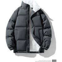 Winter Fleece Lined Padded Jacket Stand Up Collar Thickened Warm Coat Outdoor Activities Design Couples 
