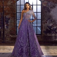 Sparkling Prom Dresses One Shoulder Long Sleeve Floor Length 2025 Elegant Party Dress Custom
