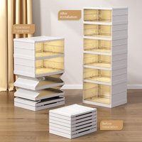 Shoe Cabinet Free Installation Folding Transparent Folding Shoe Rack Plastic Shoe Box Storage Shoe Space Saving Storage Box Cross Border Factory
