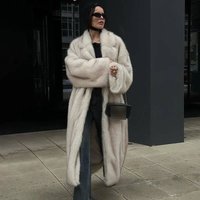 Fox Fur Like Faux Fur Coat Long Loose Lapel Winter Jacket Street Fashion Oversized Outerwear Trendy Look