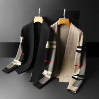 Clothing striped sweater autumn winter style trend fashion V neck knitted cardigan jacket top tide