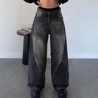 Clothing Retro Street Style Loose Gradient Distressed Mopping Jeans