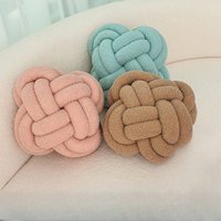 Hand Knotted Sherpa Pillow Ball Woven Decorative Throw Sofa & Bay Window