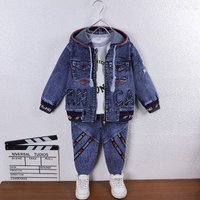 Clothing Spring Suits Spring Casual Denim Western Style Two Piece Suits Handsome Trendy