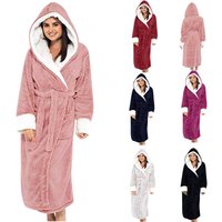 Luxury Women's Long Bathrobe With Belt – Cozy Winter Nightgown In Soft Fabric (Black/Navy/Gray/Burgundy, S-XXL)