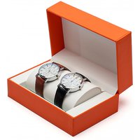 Flip Cover Pu Watch Box Couple Watch Box Watch Necklace Set Gift Box Jewelry Box