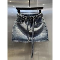 Plus Vintage Ombre Rhinestone Denim Skirt High Waist Line Bodycon Mini Skirt Stretchy Comfort Curvy Figures