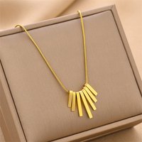 Stainless Steel New Fashion Fine Jewelry Geometry String Sector Shape Charms Snake Chain Choker Necklaces Pendant For Women