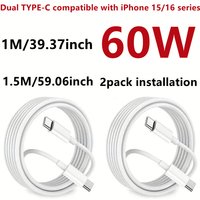 2pack 60W 3A Fast Charging USB C To C Cables Suitable IPhone 15 15 Pro 15 Pro Max IPhone 16 16 Pro 16 Pro Max