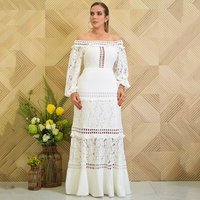 Women's Lace Dress One-shoulder Lotus Leaf Wedding Dress Evening Dress Banquet Dress
