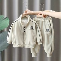 Mother & Kids Boys' Sports Suits Spring And Autumn 2024 New Children's Casual Wear Baby Autumn Boy Sweatshirt Two Piece Suit Trendy