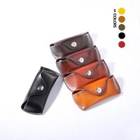 Vintage handmade leather eyewear case Portable leather eyewear storage bag Plant tanned leather cowhide eyewear bag