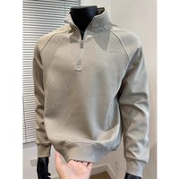 Half Zip Sweatshirt Stand up Collar Fitted Waist Heavyweight Pullover Jacket Autumn Style Short Top High End