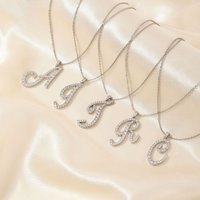 MOXI English Letter Pendant Necklace – High End Inlaid Zircon Jewelry Minimalist Fashion Trend Necklace