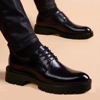 Leather Casual Shoes Spring Business Formal Wear Leather Shoes Extra Height Suits High end Wedding Groom Shoes Lace up British Style
