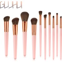 10 pcs makeup brush set, brush set, pink gold brush tip, beauty tool GUJHUI