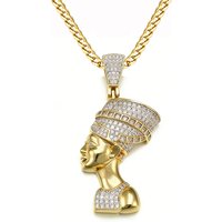 European American Cross border Egyptian Pharaoh Pendant Hip Hop Personality Necklace Trendy Full Diamond Inlaid