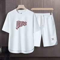 Men's Clothing 2024 Waffle Casual Summer Suit Men's Loose Teen Short sleeved T shirt Shorts Handsome Two piece Suit