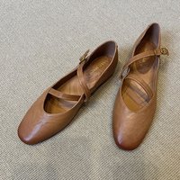 Vintage Mary Jane Shoes For Women - Genuine Sheepskin Leather, Round Toe, Low Heel, Comfortable & Stylish Flats For Spring, Summer & Fall