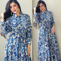 Clothing Autumn Middle East Fashion Printing Temperament Big Swing Shirt Lace Dress Southeast Asia