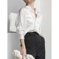 clothing niche acetate satin shirt autumn simple high end temperament silk shirt
