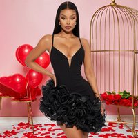 Clothing Fashion Sexy Sling Solid Lotus Leaf Lace Irregular Dress Short Skirt