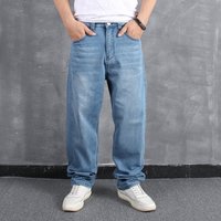 Clothing Light Blue Large Jeans Loose Casual Trend Hip Hop Hip Hop Trousers Skateboard Pants Elastic