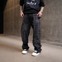 Jeans Starry Sky Hotfix Rhinestone Washed Jeans