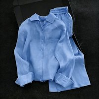 High End Faux Cotton Linen Shirt Summer Casual Relaxed Sun Protective Set Old Money Style Outfit