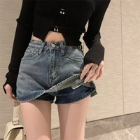 Women’s Clothing Denim Skirt Women’s Spring New Style Hip Covering High Waist A Line Skirt Slim Shorts Skirt
