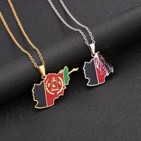 Stainless Steel Afghanistan Map Necklace Couple Style Famous Ethnic Style Popular Personality Oil Dropping Titanium Steel Accessories