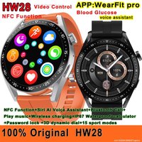 Original HW28 Smart Watch Video Control NFC Ai Voice Assistant Bluetooth Call Music Wireless Charging Blood Sugar Smartwatch