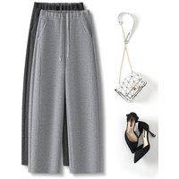 Women’s Fleece-Lined Wool Blend Jogger Pants – Winter Warm Slim-Fit Trousers With Elastic Waist & Casual Curved Hem